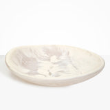 Dinosaur Designs Extra Large Bones Bowl in Chalk Swirl —  handmade marbled off-white resin shallow decorative bowl with a rounded organic form