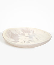 Dinosaur Designs Extra Large Bones Bowl in Chalk Swirl —  handmade marbled off-white resin shallow decorative bowl with a rounded organic form..