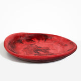 Dinosaur Designs Extra Large Bones Bowl in Cranberry —  handmade marbled red resin shallow decorative bowl with a rounded organic form