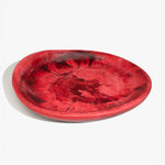 Dinosaur Designs Extra Large Bones Bowl in Cranberry —  handmade marbled red resin shallow decorative bowl with a rounded organic form