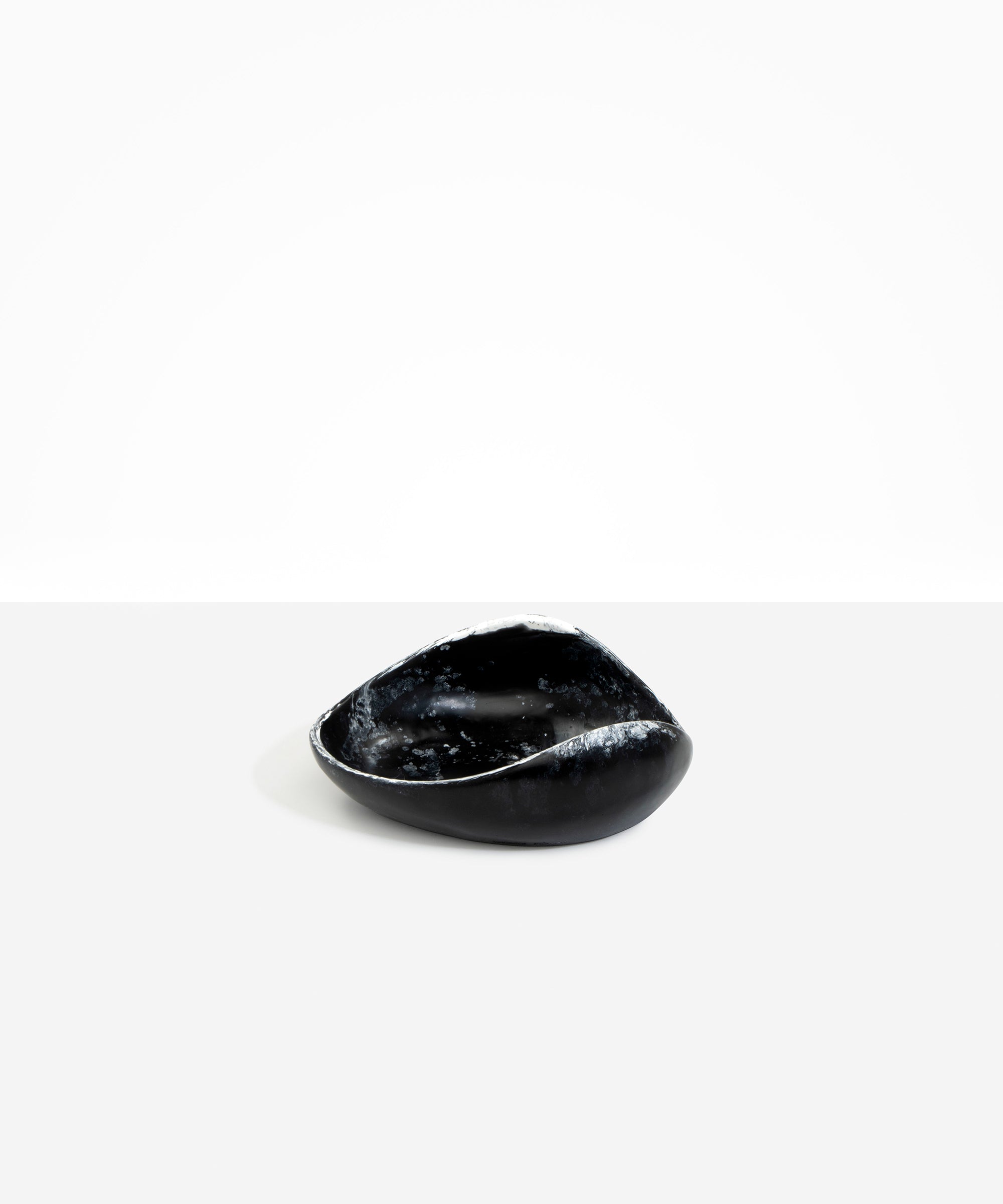 Dinosaur Designs Small Leaf Bowl in Black Marble — handcrafted marbled black and white resin bowl with curved organic form