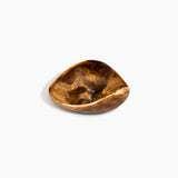 Dinosaur Designs Small Leaf Bowl in Dark Horn — handcrafted marbled brown, cream and gold resin bowl with curved organic form