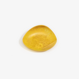 Dinosaur Designs Small Leaf Bowl in Honeycomb — handcrafted marbled yellow resin bowl with curved organic form