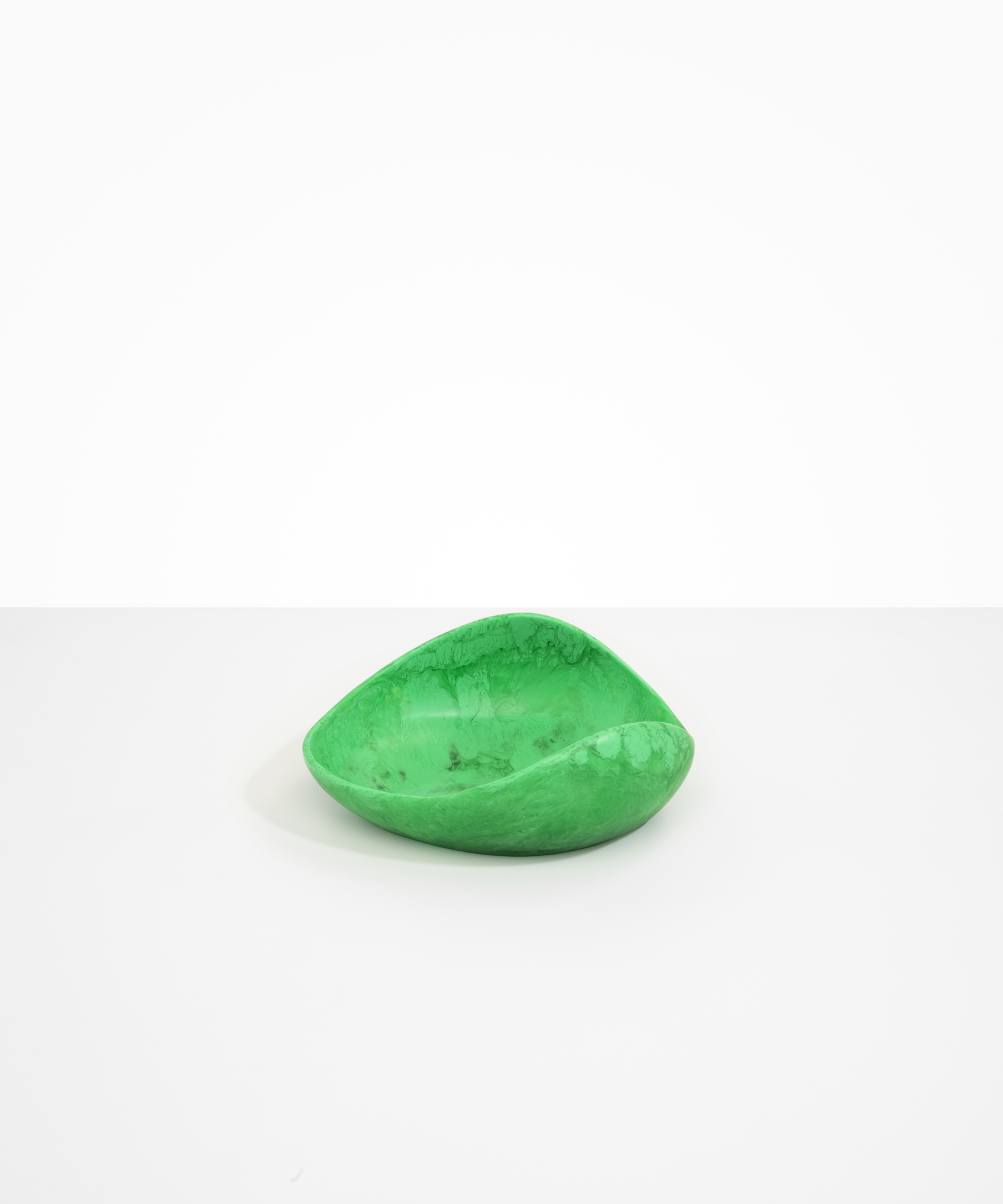 Dinosaur Designs Small Leaf Bowl in Leaf — handcrafted marbled green resin bowl with curved organic form