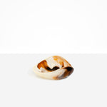 Dinosaur Designs Small Leaf Bowl in Light Horn — handcrafted marbled brown and cream resin bowl with curved organic form