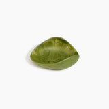 Dinosaur Designs Small Leaf Bowl in Olive — handcrafted marbled green resin bowl with curved organic form