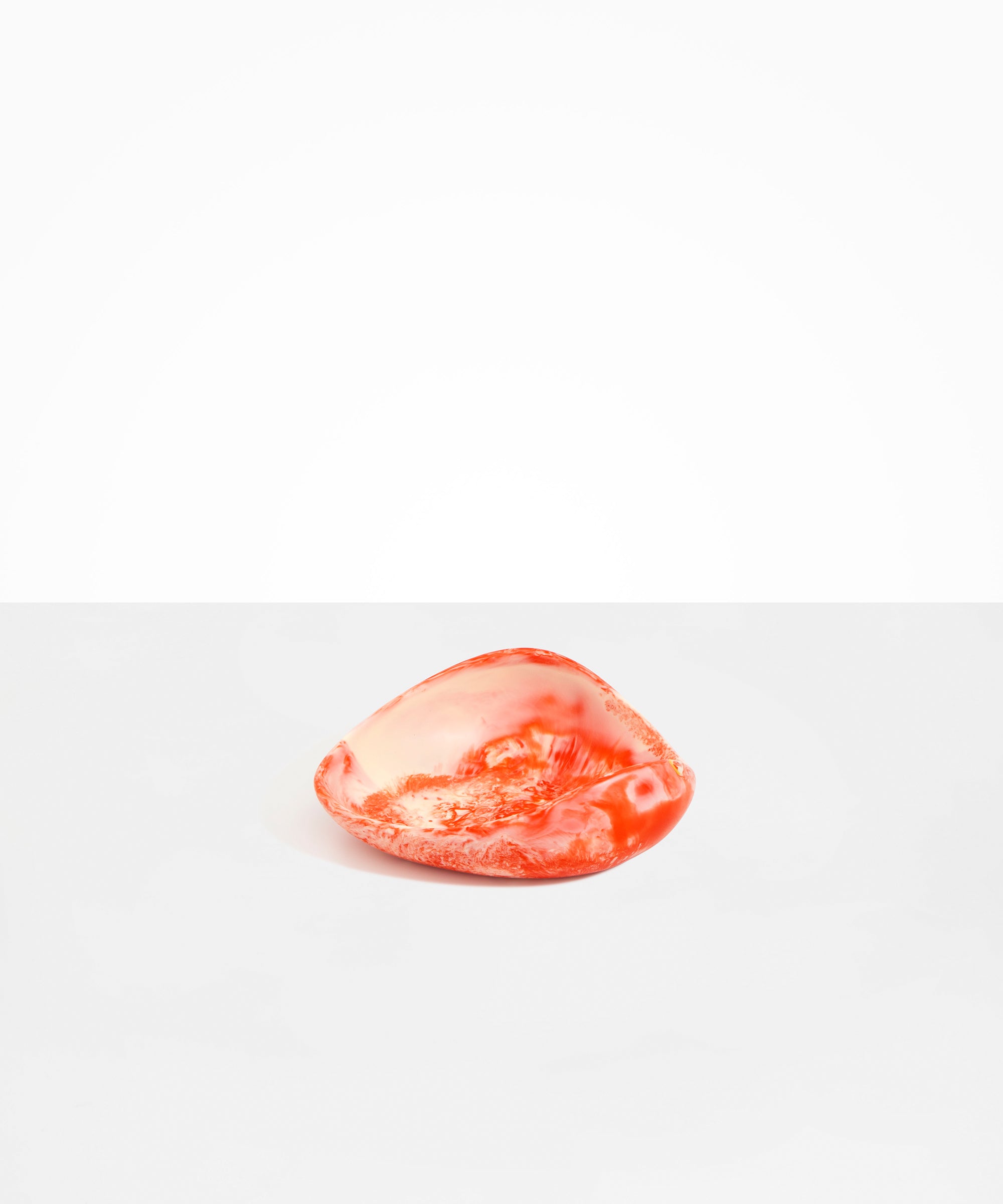 Dinosaur Designs Small Leaf Bowl in Strawberry — handcrafted marbled red and cream resin bowl with curved organic form
