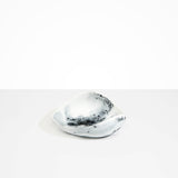 Dinosaur Designs Small Leaf Bowl in White Marble — handcrafted marbled white and black resin bowl with curved organic form
