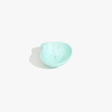 Dinosaur Designs Petal Dessert Bowl in Mint — handcrafted marbled mint blue resin bowl with curved form and pinched organic rim