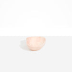 Dinosaur Designs Petal Dessert Bowl in Rose Swirl — handcrafted marbled dusty pink resin bowl with curved form and pinched organic rim