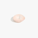 Dinosaur Designs Petal Dessert Bowl in Rose Swirl — handcrafted marbled dusty pink resin bowl with curved form and pinched organic rim