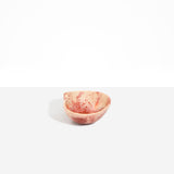 Dinosaur Designs Petal Dessert Bowl in Rust — handcrafted marbled terracotta red and cream resin bowl with curved form and pinched organic rim