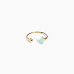 Dinosaur Designs Polished Lotus Cuff in Mint with Brass — open brass cuff bracelet with asymmetric marbled mint blue resin and polished brass teardrop