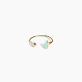 Dinosaur Designs Polished Lotus Cuff in Mint with Brass — open brass cuff bracelet with asymmetric marbled mint blue resin and polished brass teardrop