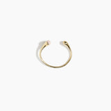 Dinosaur Designs Polished Lotus Cuff in Rose Swirl with Brass — open brass cuff bracelet with asymmetric marbled dusty pink resin and polished brass teardrop