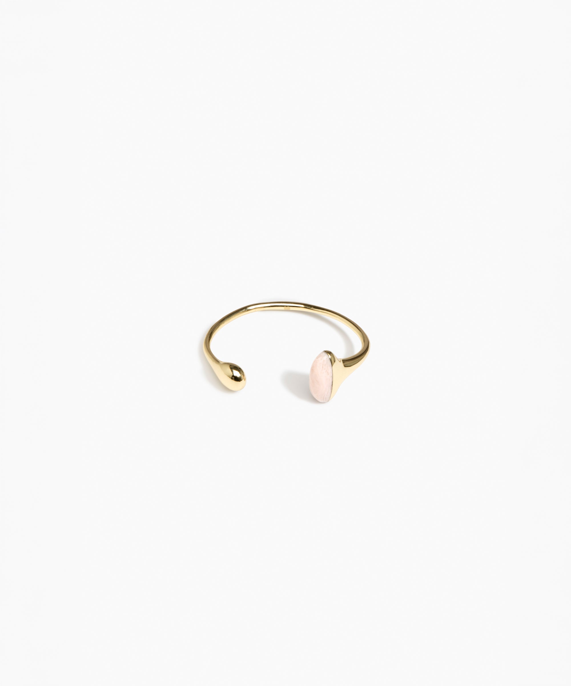 Dinosaur Designs Polished Lotus Cuff in Rose Swirl with Brass — open brass cuff bracelet with asymmetric marbled dusty pink resin and polished brass teardrop