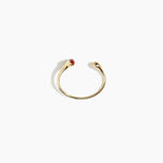 Dinosaur Designs Polished Lotus Cuff in Rust with Brass — open brass cuff bracelet with asymmetric marbled brown-red and cream resin and polished brass teardrop