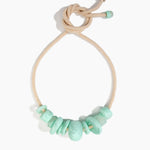 Dinosaur Designs Drift Choker in Mint with Plated-Silver — marbled blue green resin pebble beads on a wood silk cord with silver-plated end cap