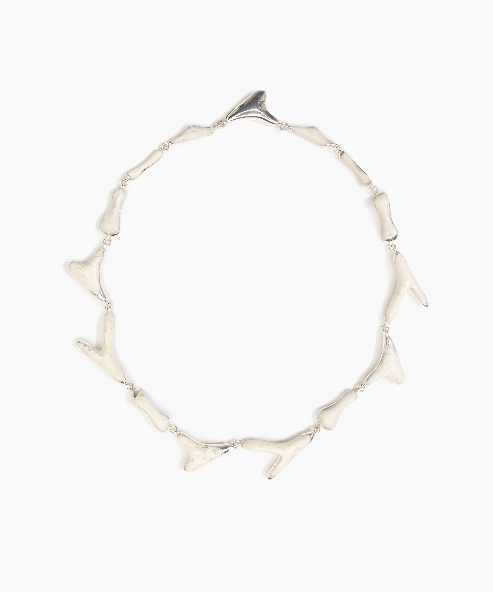 Dinosaur Designs Bones Choker in Chalk Swirl Colour resin with Silver-Plated Brass Material..