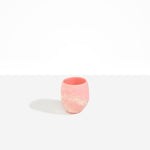 Dinosaur Designs Large Rock Cup in Blossom — handcrafted marbled pink and cream resin cup with rounded bulbous form and open organic rim
