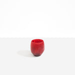 Dinosaur Designs Large Rock Cup in Cranberry — handcrafted marbled red and transparent resin cup with rounded bulbous form and open organic rim