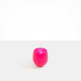 Dinosaur Designs Large Rock Cup in Flamingo — handcrafted marbled pink and transparent resin cup with rounded bulbous form and open organic rim