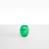 Dinosaur Designs Large Rock Cup in Leaf — handcrafted marbled green and transparent resin cup with rounded bulbous form and open organic rim