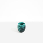 Dinosaur Designs Large Rock Cup in Lichen — handcrafted marbled teal green and black resin cup with rounded bulbous form and open organic rim