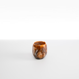 Dinosaur Designs Large Rock Cup in Light Horn — handcrafted marbled brown, cream and clear resin cup with rounded bulbous form and open organic rim