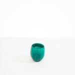 Dinosaur Designs Large Rock Cup in Mineral Swirl — handcrafted marbled teal green and transparent resin cup with rounded bulbous form and open organic rim