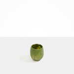 Dinosaur Designs Large Rock Cup in Olive — handcrafted marbled green and transparent resin cup with rounded bulbous form and open organic rim