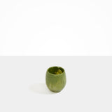 Dinosaur Designs Large Rock Cup in Olive — handcrafted marbled green and transparent resin cup with rounded bulbous form and open organic rim