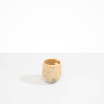 Dinosaur Designs Large Rock Cup in Sandy Pearl — handcrafted marbled beige, grey and pearlescent resin cup with rounded bulbous form and open organic rim
