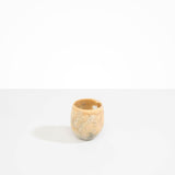 Dinosaur Designs Large Rock Cup in Sandy Pearl — handcrafted marbled beige, grey and pearlescent resin cup with rounded bulbous form and open organic rim