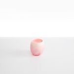 Dinosaur Designs Large Rock Cup in Shell Pink — handcrafted marbled pink and transparent resin cup with rounded bulbous form and open organic rim