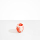 Dinosaur Designs Large Rock Cup in Strawberry — handcrafted marbled red and cream resin cup with rounded bulbous form and open organic rim