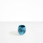 Dinosaur Designs Large Rock Cup in Water — handcrafted marbled blue resin cup with rounded bulbous form and open organic rim