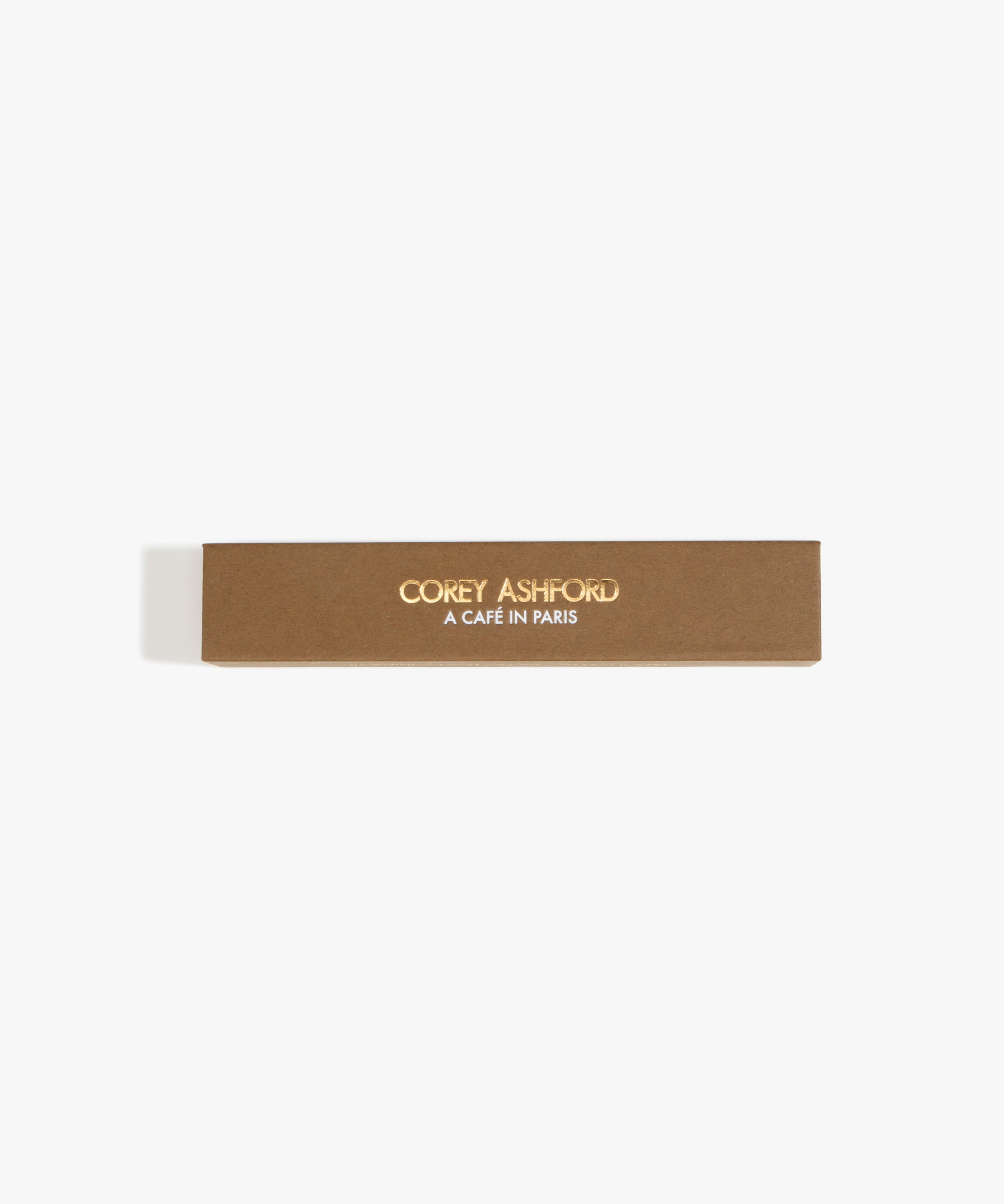 Dinosaur Designs Corey Ashford Café in Paris Japanese Incense — brown box of coffee, burnt sugar and tobacco scented incense sticks