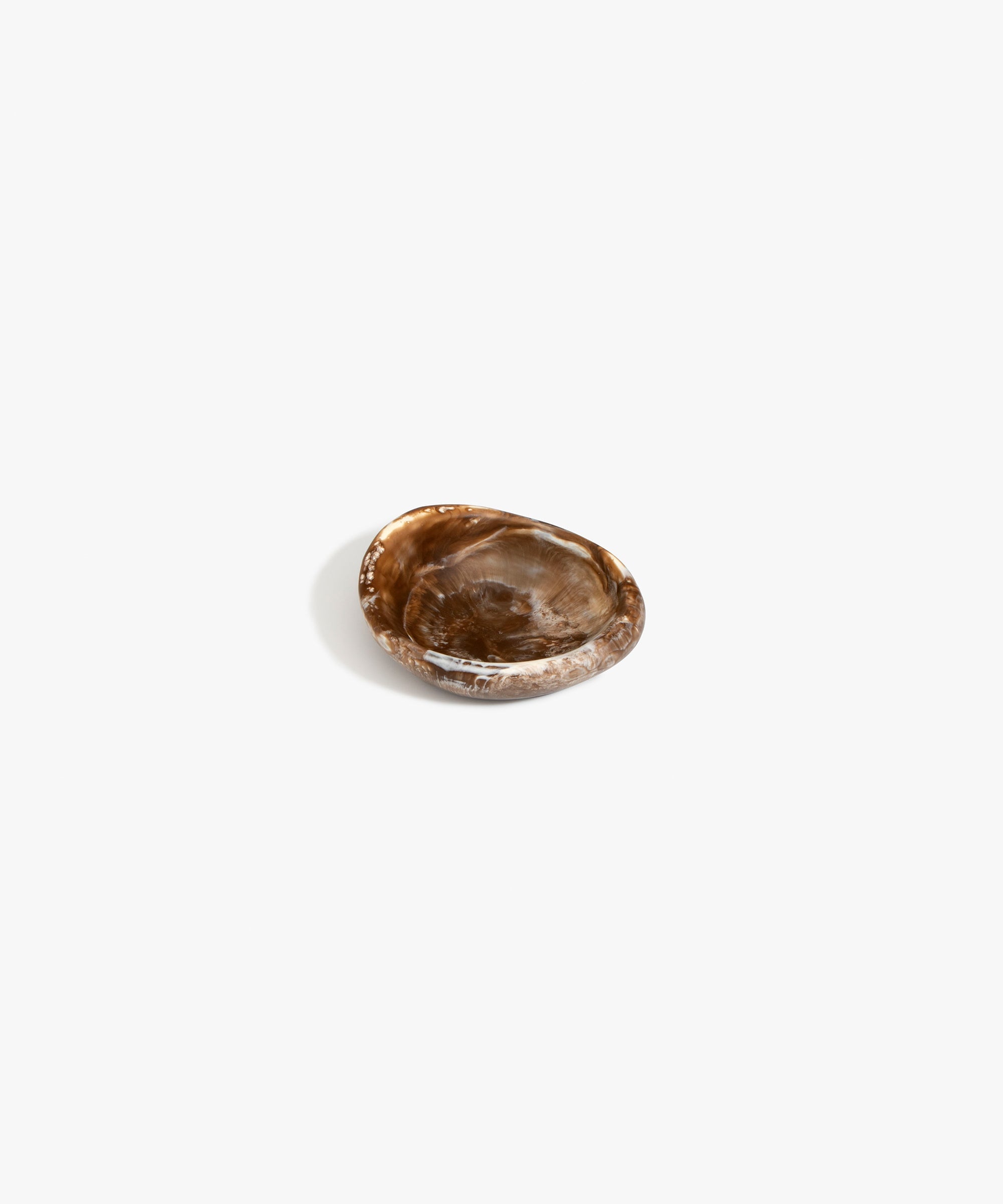 Dinosaur Designs Bones Dish in Cappuccino — small handcrafted brown and cream marbled resin trinket dish with organic form..