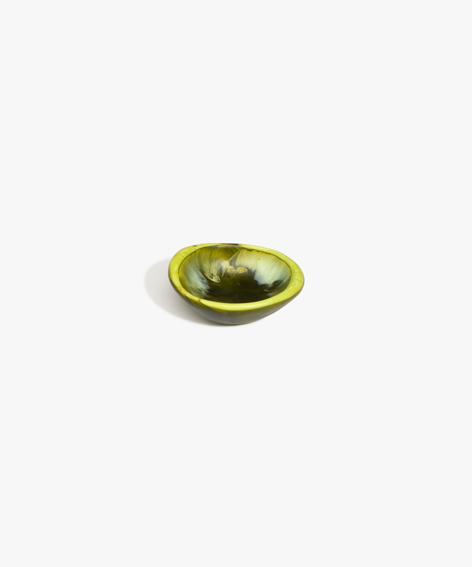 Dinosaur Designs Bones Dish in Malachite — small handcrafted marbled green and blue resin trinket dish with organic form
