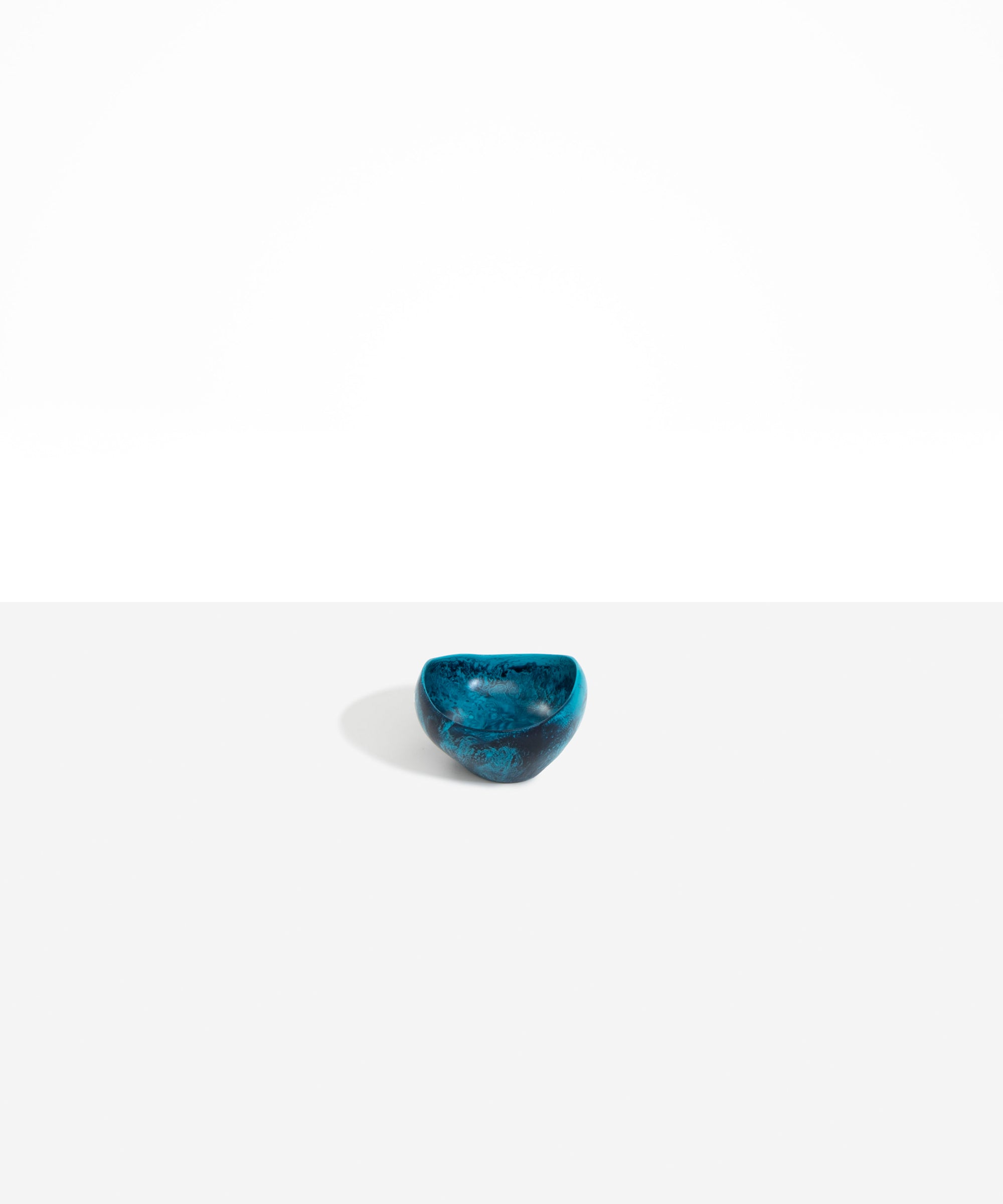 Dinosaur Designs Beetle Dish in Turquoise — handcrafted marbled teal blue resin miniature salt dish with rounded organic form
