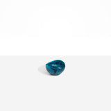 Dinosaur Designs Beetle Dish in Turquoise — handcrafted marbled teal blue resin miniature salt dish with rounded organic form
