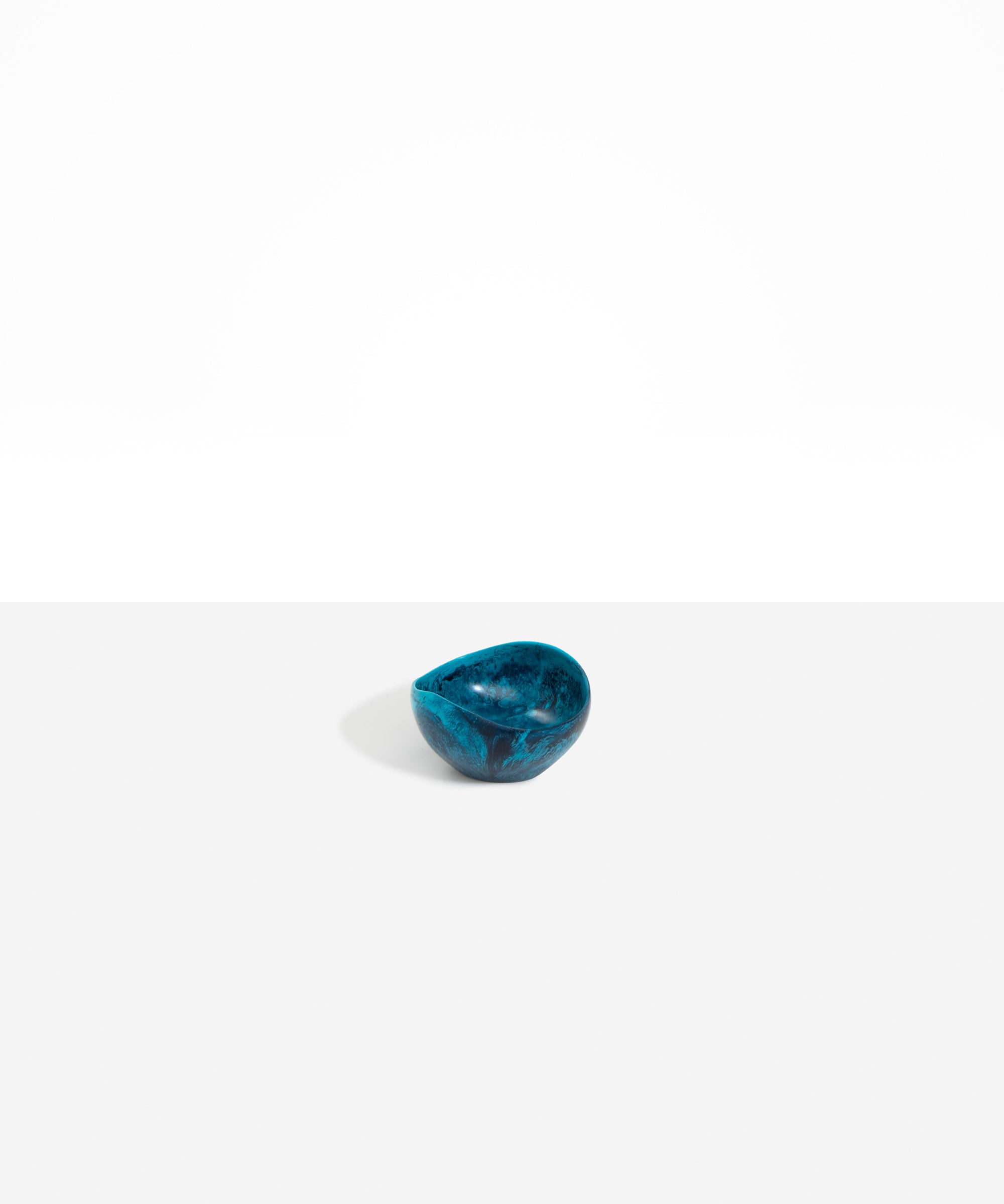 Dinosaur Designs Beetle Dish in Turquoise — handcrafted marbled teal blue resin miniature salt dish with rounded organic form