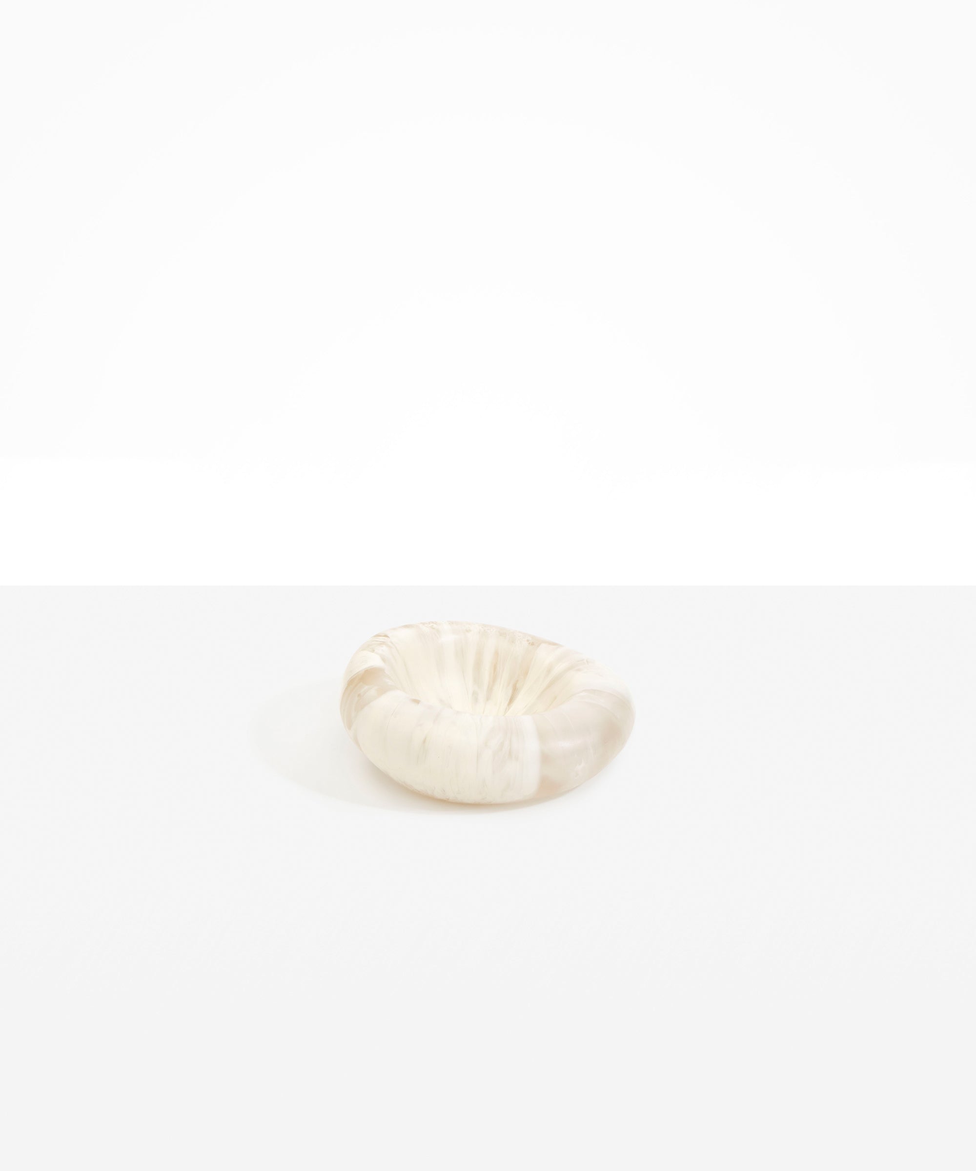 Dinosaur Designs Drift Dish in Chalk Swirl— handcrafted marbled off white resin chunky trinket dish with organic form