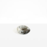 Dinosaur Designs Drift Dish in Granite— handcrafted marbled great and cream resin chunky trinket dish with organic form