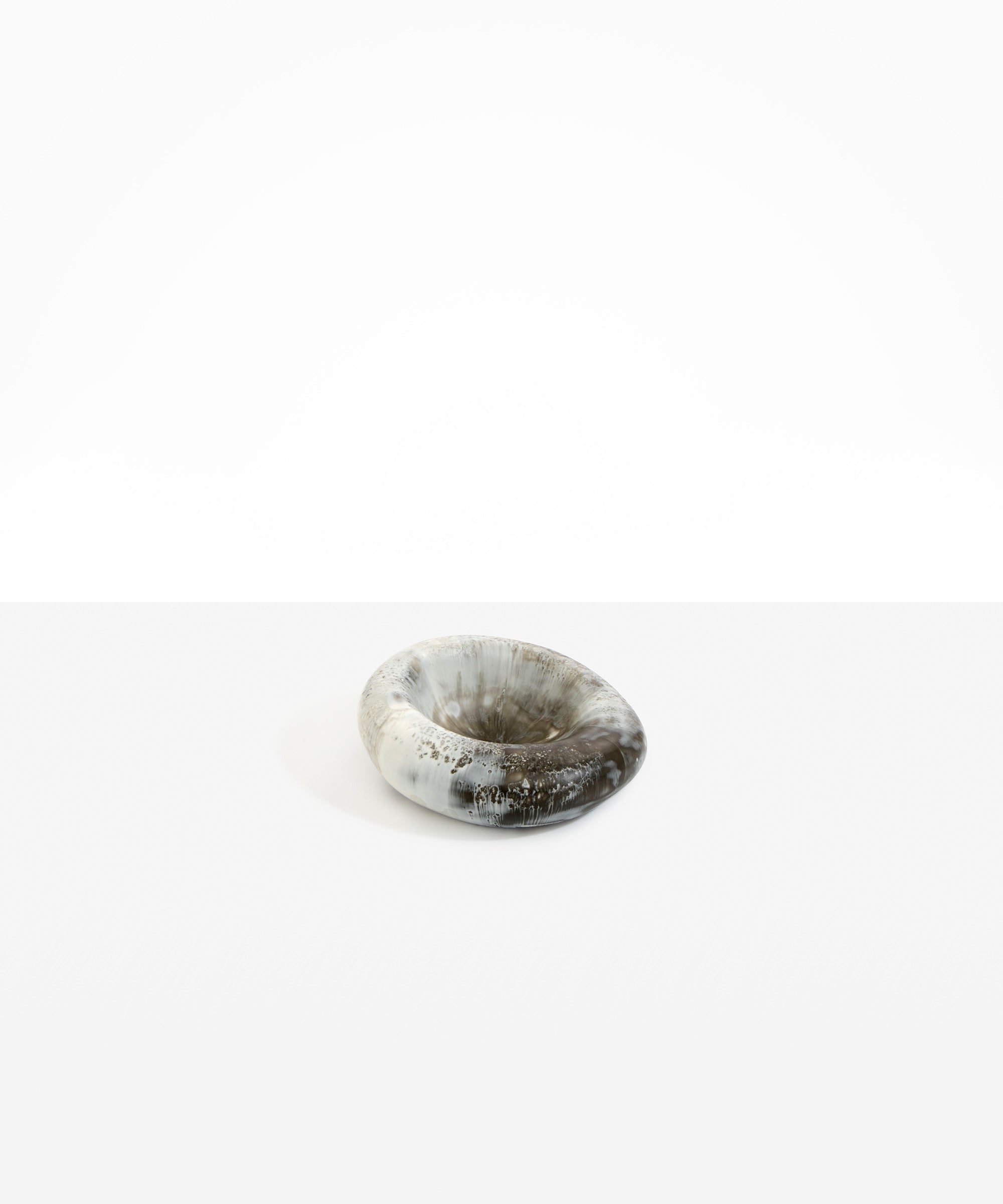Dinosaur Designs Drift Dish in Granite— handcrafted marbled great and cream resin chunky trinket dish with organic form