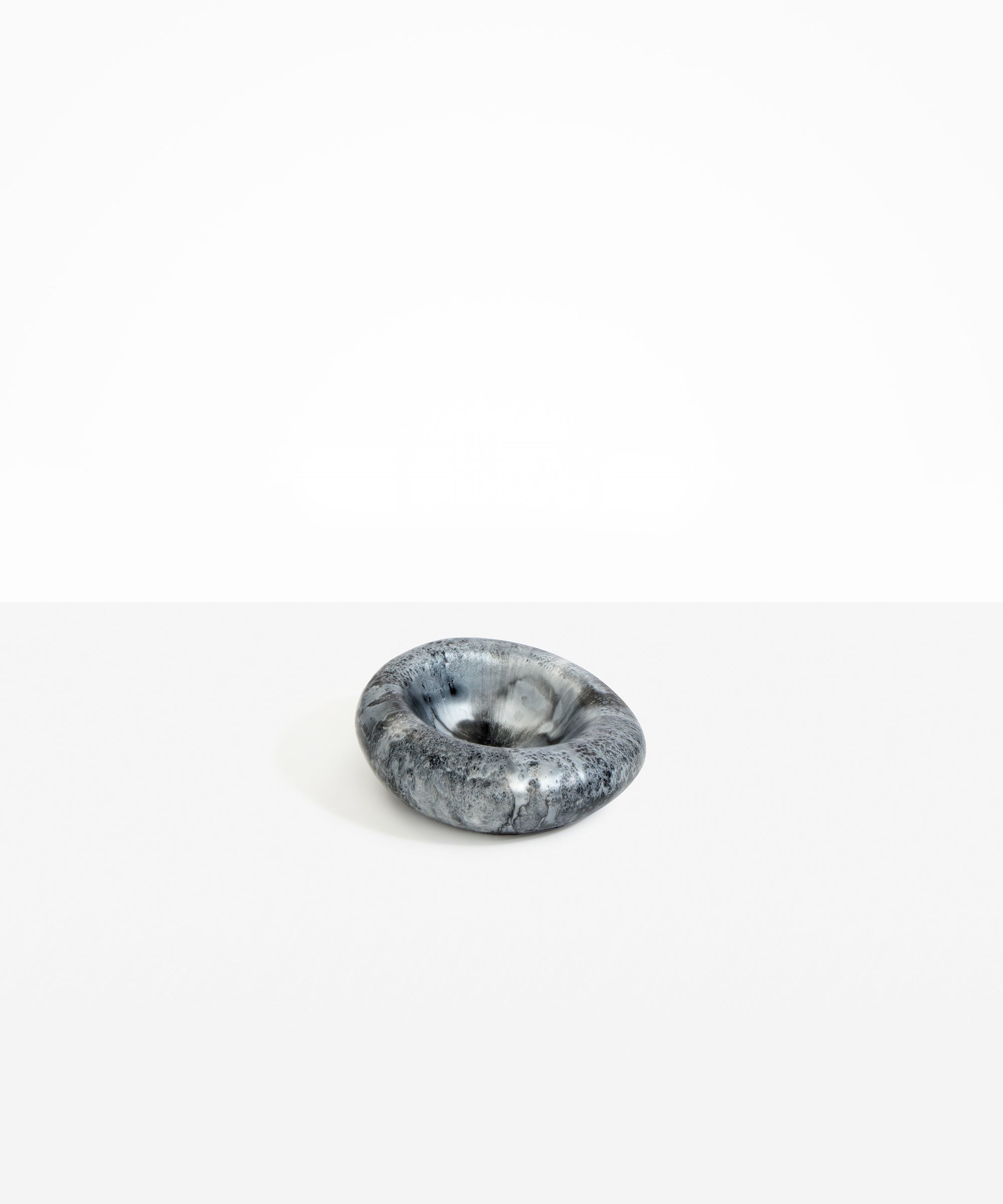 Dinosaur Designs Drift Dish in Slate— handcrafted marbled black and silver resin chunky trinket dish with organic form