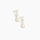Dinosaur Designs Medium Bones Earrings in Chalk Swirl Colour resin with Silver-Plated Brass Material.