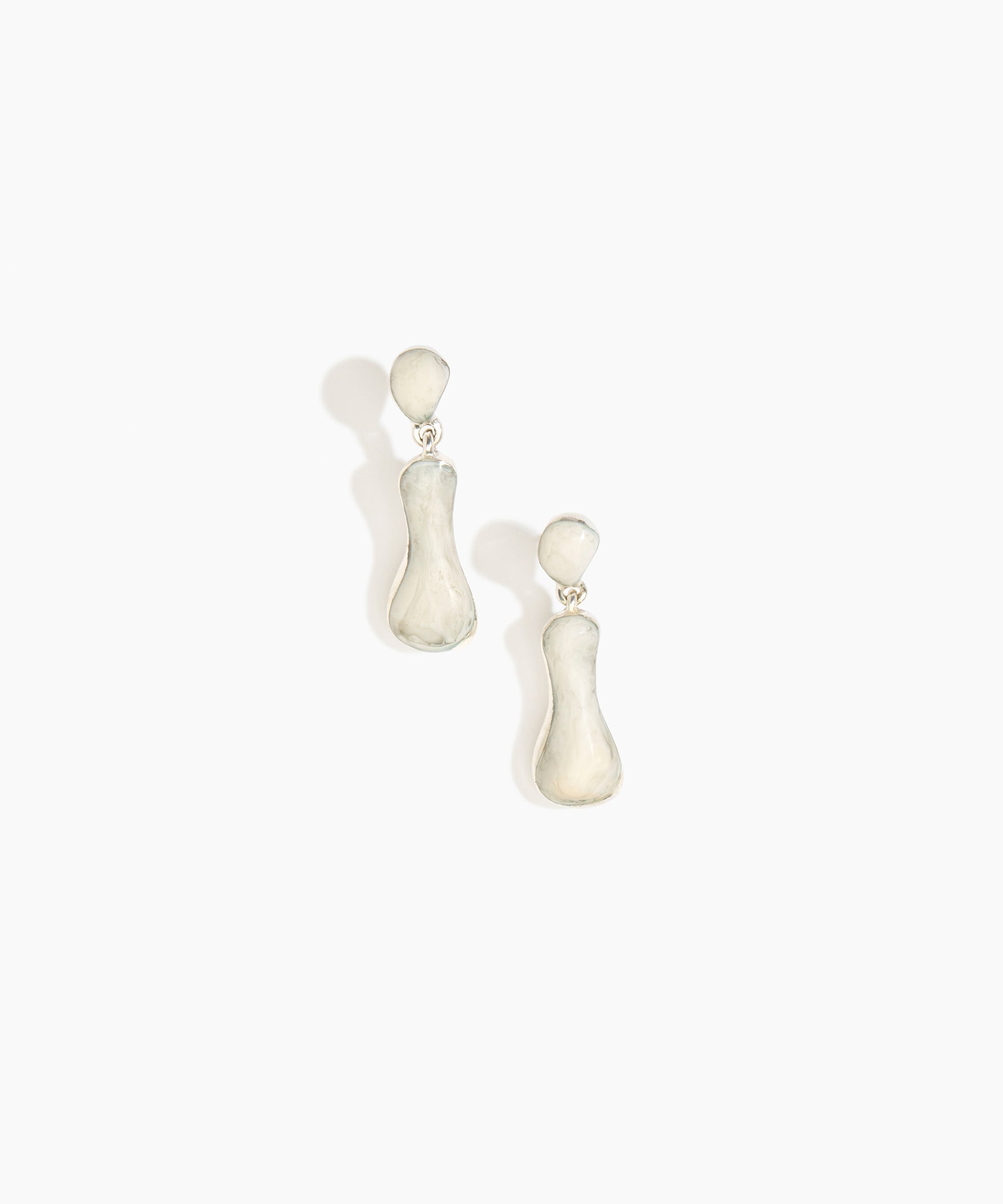 Dinosaur Designs Medium Bones Earrings in Chalk Swirl Colour resin with Silver-Plated Brass Material.