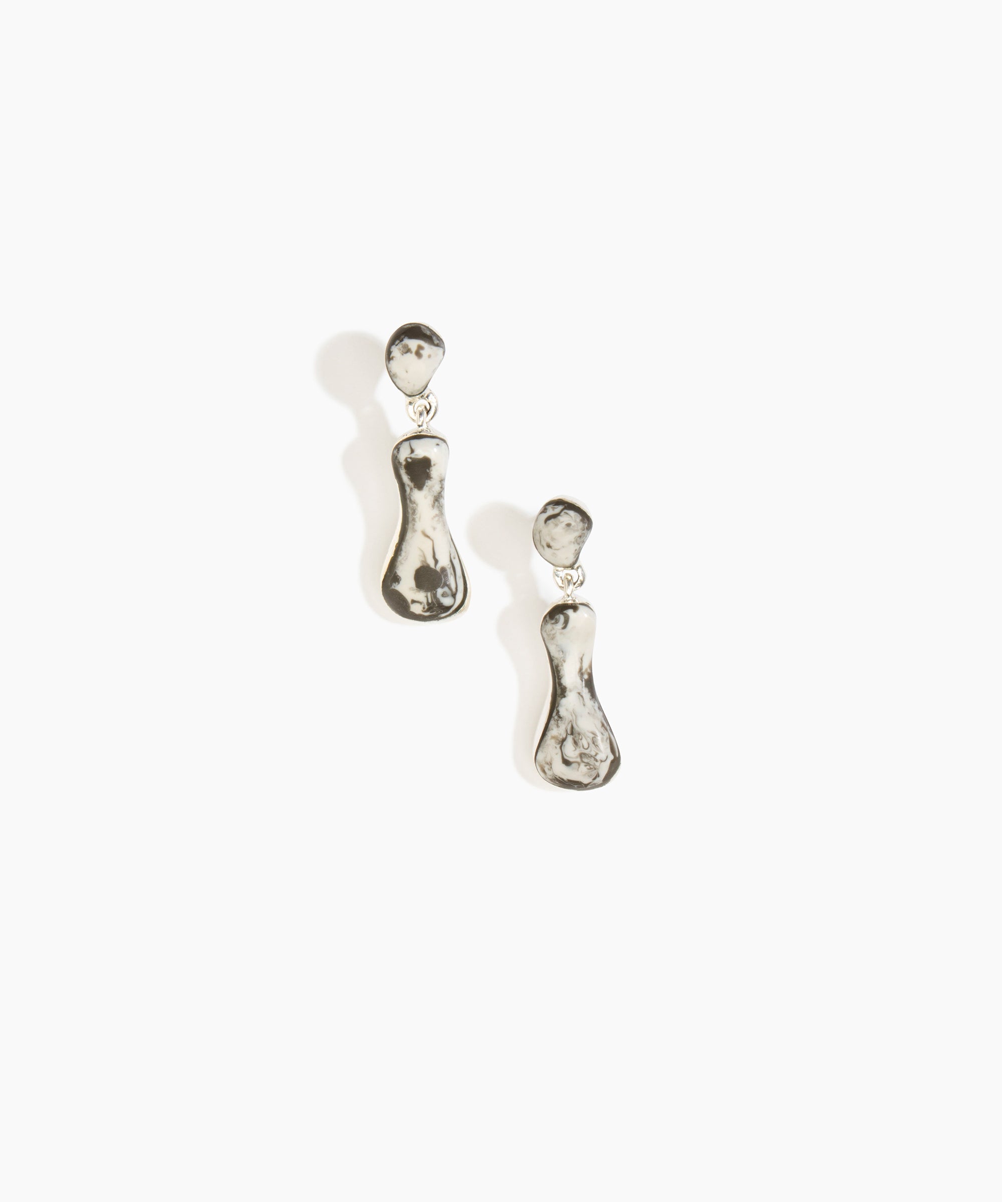 Dinosaur Designs Medium Bones Earrings in Granite Colour resin with Silver-Plated Brass Material.